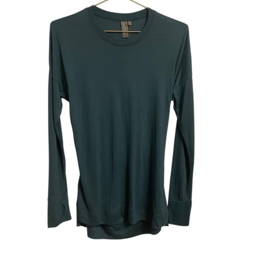 Sweaty Betty Forest Green Open Back Draped Long Sleeve Yoga Top Thumbholes M